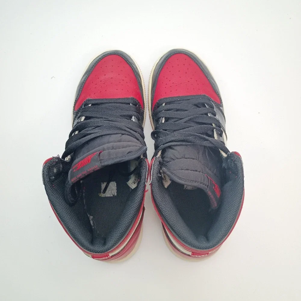 Nike‎ Air Jordan 1 Retro High OG Bred Toe Mens 6.5Y 55441-610 Red Black White